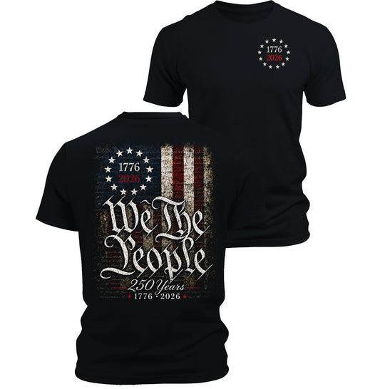 1776 2026  Patriotic We The People Flag T Shirt for Men 250th Anniversary Graphic Tee