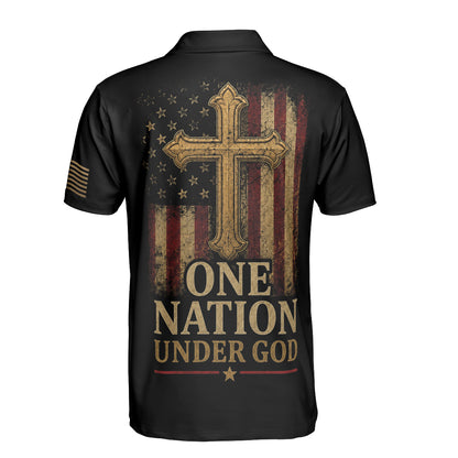 One Nation Under God Patriotic Moisture Wicking Golf Short Sleeve Shirt