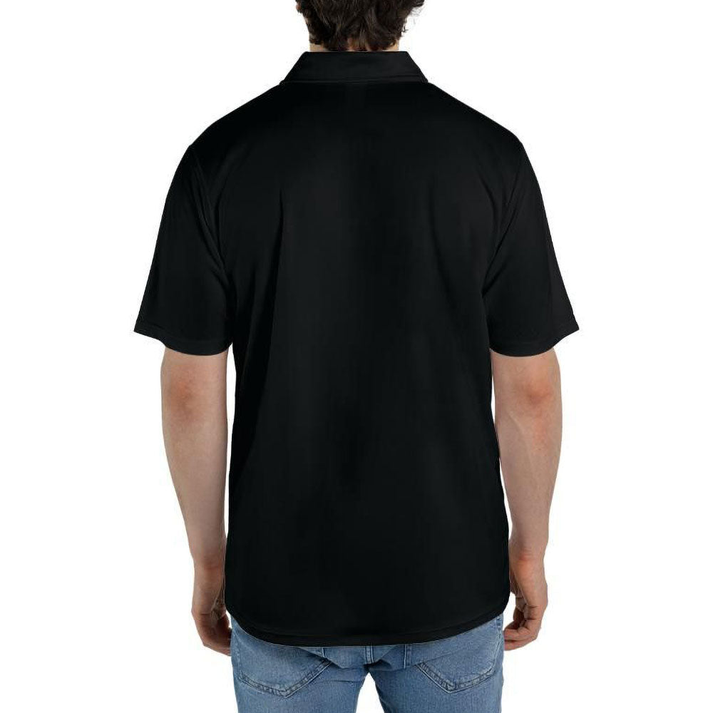 American Flag Shirt Patriotic Short Sleeve Moisture Wicking Black Polo Shirts for Men