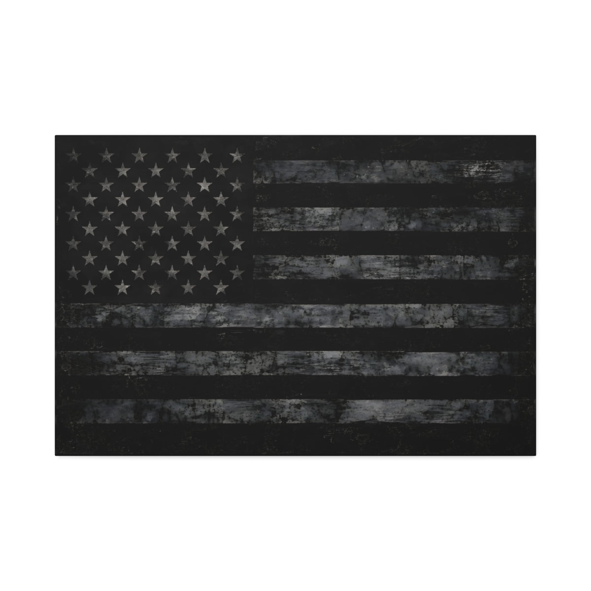 Black American Flag Canvas Wall Art 36x24 front view