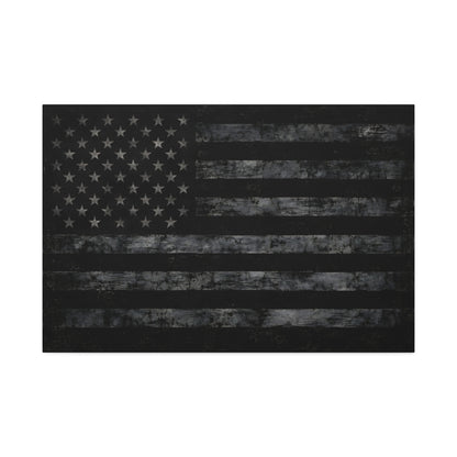 Black American Flag Canvas Wall Art 36x24 front view