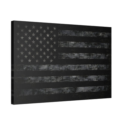 Black American Flag Canvas Wall Art angled gallery wrap view