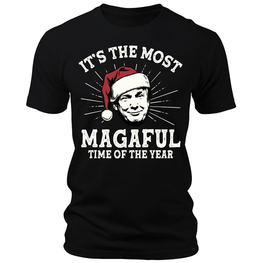 Men's It's The Most MAGAful Time of the Year Trump Christmas T-Shirt Short Sleeve Patriotic Crewneck Graphic Tees