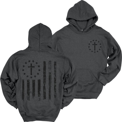 Cross Flag Hoodie Patriotic Heavy Blend Hooded Sweatshirt