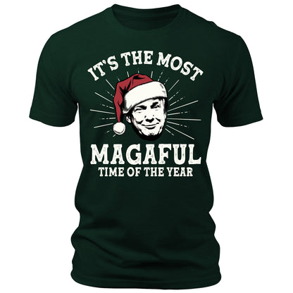 Men's It's The Most MAGAful Time of the Year Trump Christmas T-Shirt Short Sleeve Patriotic Crewneck Graphic Tees