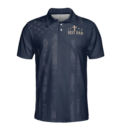 Best Dad Faith Family Freedom Cross Gift Moisture Wicking Golf Short Sleeve Polo Shirt