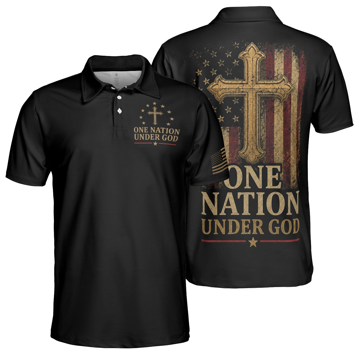 One Nation Under God Patriotic Moisture Wicking Golf Short Sleeve Shirt