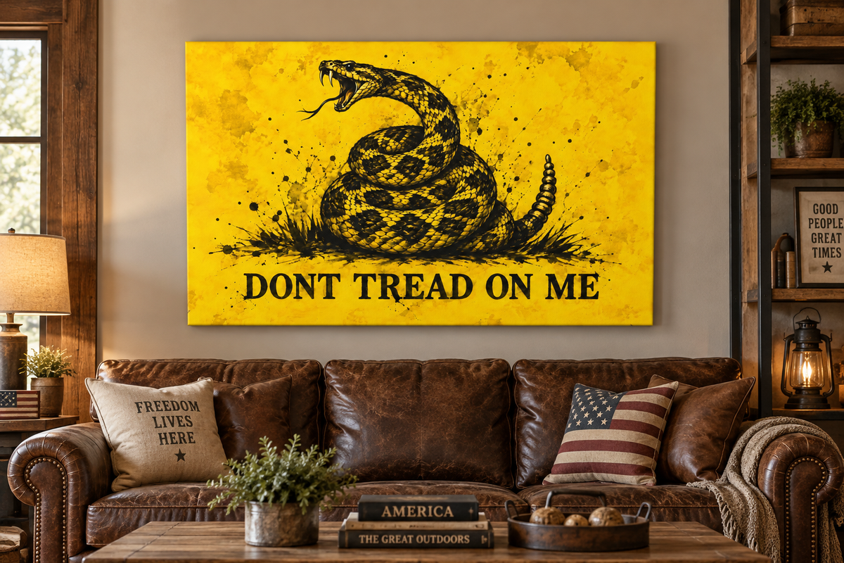 Gadsden Flag Canvas Wall Art in living room