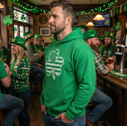 American Flag Shamrock Graphic Hoodie