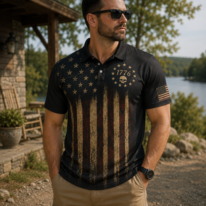 One Nation Under God Moisture Wicking Golf Short Sleeve Polo Shirt