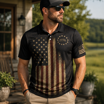 Don't Tread On Me Patriotic Moisture Wicking Golf Short Sleeve Polo Shirt