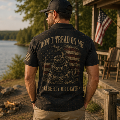 Don't Tread On Me Patriotic Moisture Wicking Golf Short Sleeve Polo Shirt