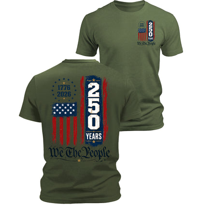 250 Anniversary USA Flag Commemorative Patriotic American 4th of July T-Shirt