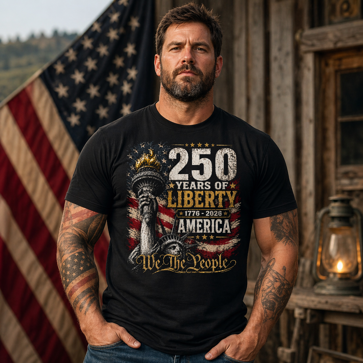 250 Anniversary USA Commemorative Patriotic Liberty American 4th of July T-Shirt