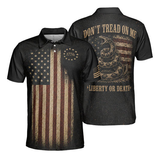 Don't Tread On Me Patriotic Moisture Wicking Golf Short Sleeve Polo Shirt