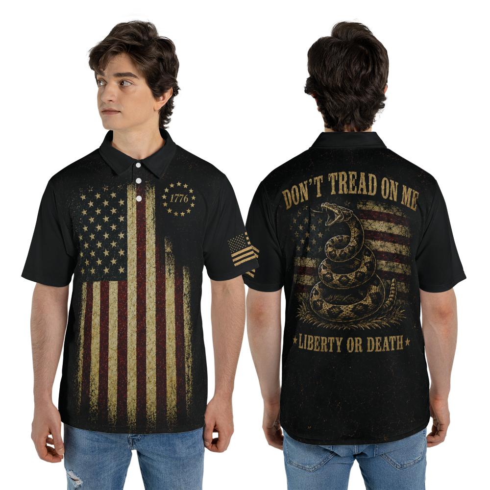 Don't Tread On Me Patriotic Moisture Wicking Golf Short Sleeve Polo Shirt