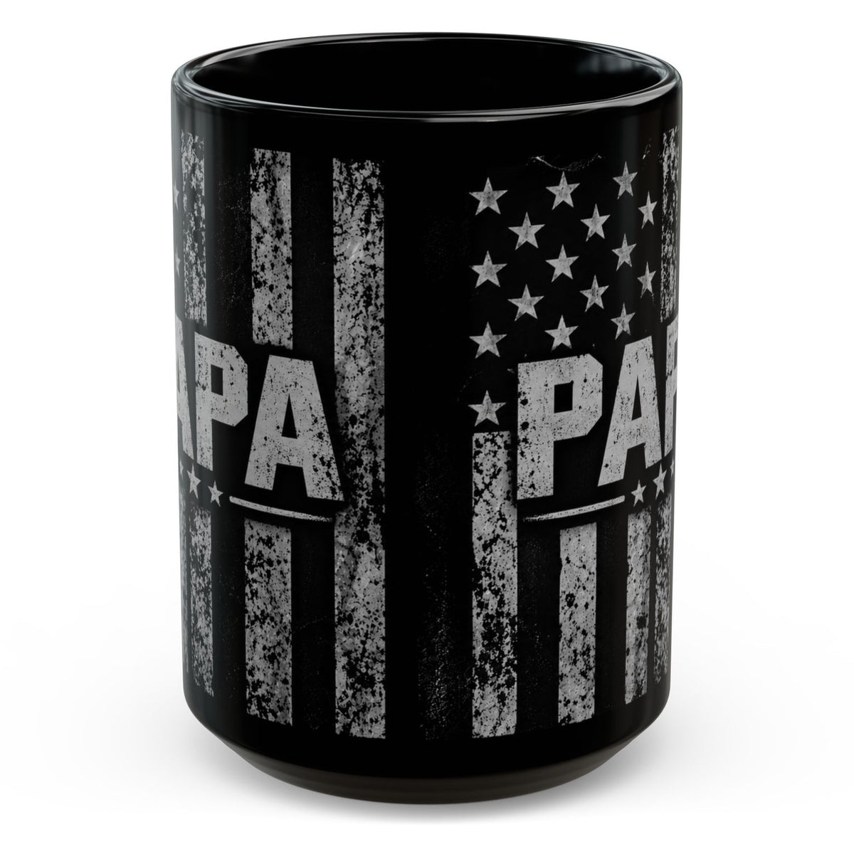 Papa American Flag Black Mug 15oz - Front