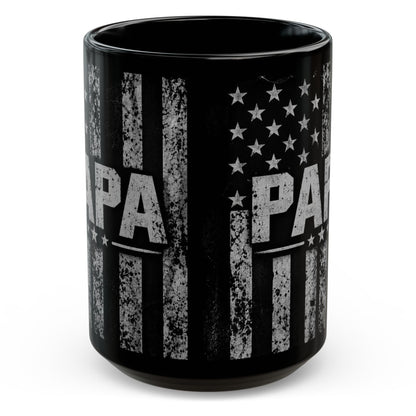 Papa American Flag Black Mug 15oz - Front