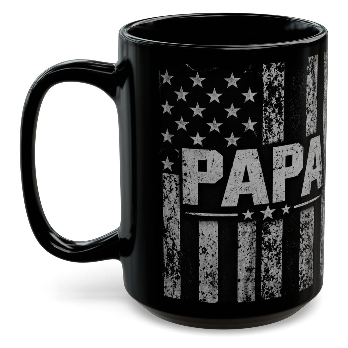 Papa American Flag Black Mug 15oz - Left