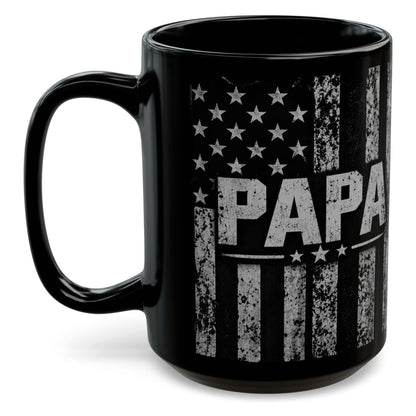 Papa American Flag Black Mug 15oz - Left