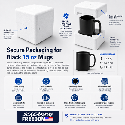 Papa American Flag Black Mug 15oz - Gift Box