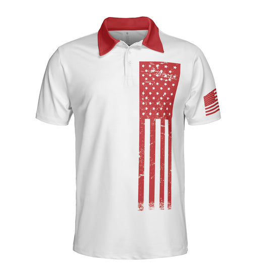 Patriotic Red American Flag Men's Polo Moisture Wicking Short Sleeve Golf Shirt