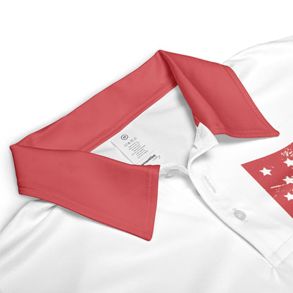 Patriotic Red American Flag Men's Polo Moisture Wicking Short Sleeve Golf Shirt