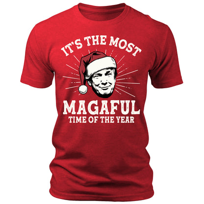 Men's It's The Most MAGAful Time of the Year Trump Christmas T-Shirt Short Sleeve Patriotic Crewneck Graphic Tees