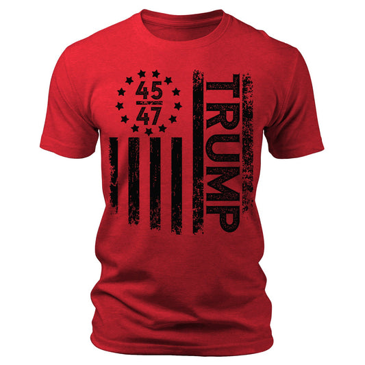 Men's US Flag Trump T-Shirt Short Sleeve Patriotic Crewneck Graphic Tees