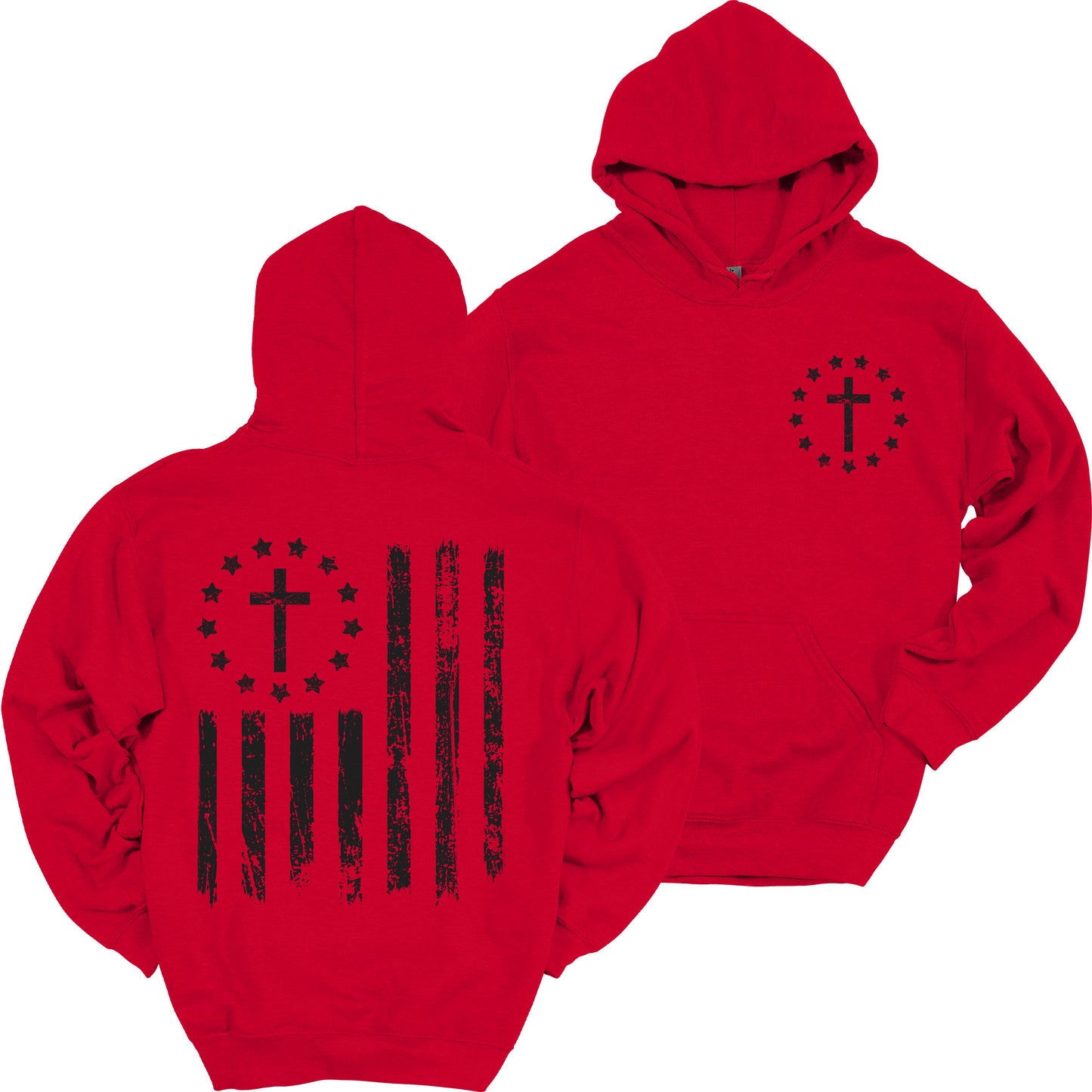 Cross Flag Hoodie Patriotic Heavy Blend Hooded Sweatshirt