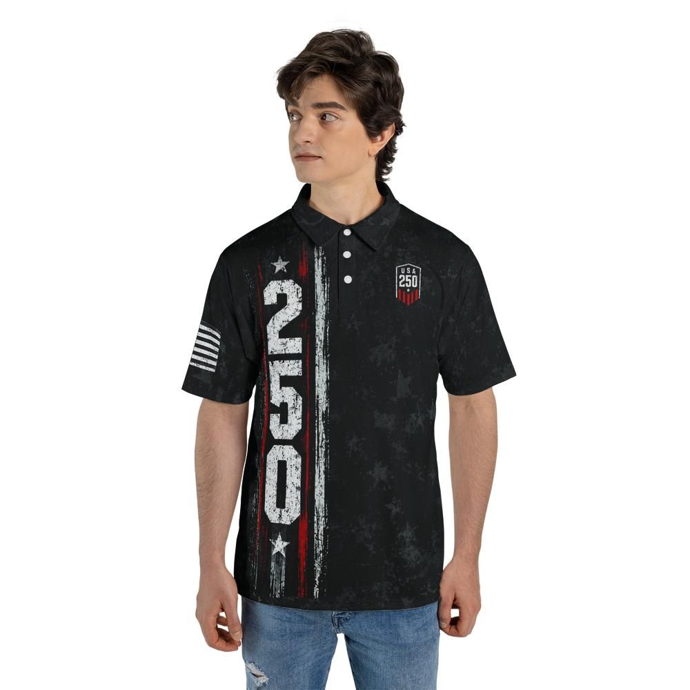 4th of July Polo Shirts for Men 250th Anniversary 1776 2026 American Flag Moisture Wicking Short Sleeve Golf Top