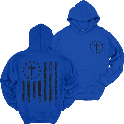 Cross Flag Hoodie Patriotic Heavy Blend Hooded Sweatshirt