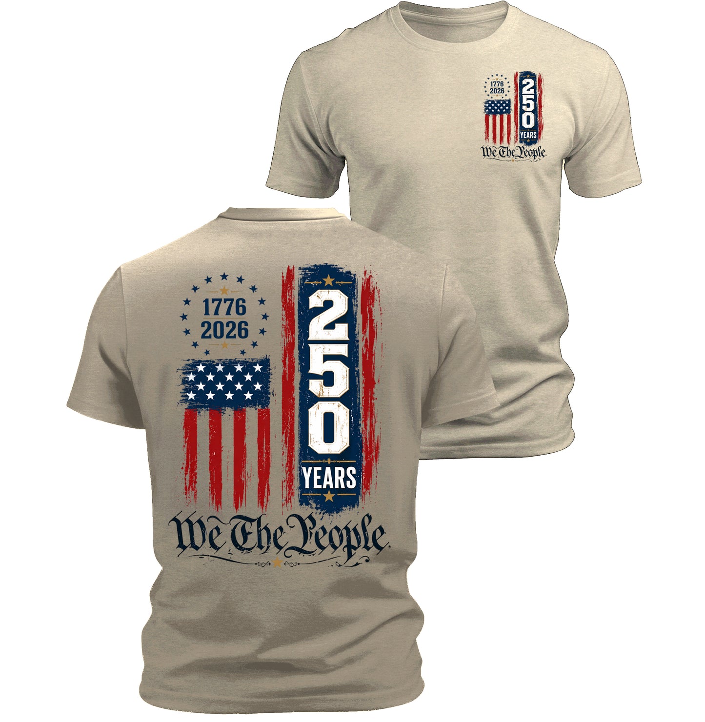 250 Anniversary USA Flag Commemorative Patriotic American 4th of July T-Shirt