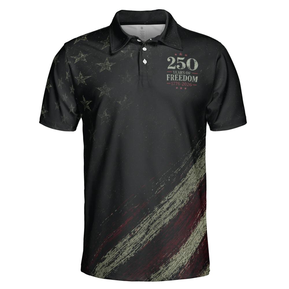 250th Anniversary Polo Shirt for Men 250 Years of Freedom 4th of July Patriotic 1776 2026 Moisture Wicking Short Sleeve Golf Shirt