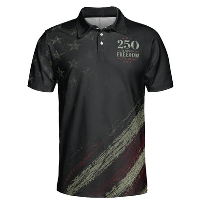 250th Anniversary Polo Shirt for Men 250 Years of Freedom 4th of July Patriotic 1776 2026 Moisture Wicking Short Sleeve Golf Shirt