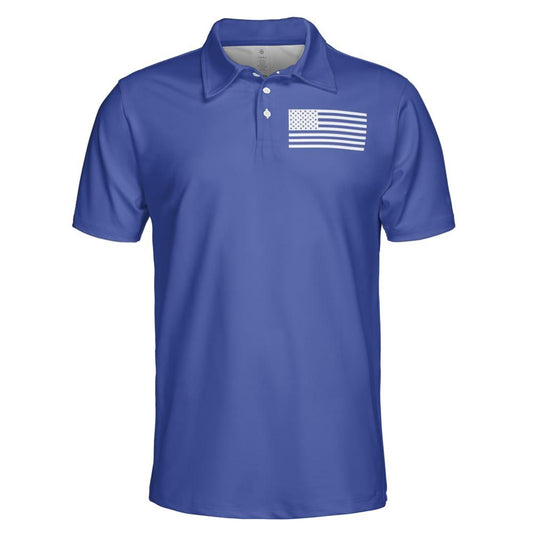American Flag Shirt Patriotic Short Sleeve Moisture Wicking Blue Polo Shirts for Men