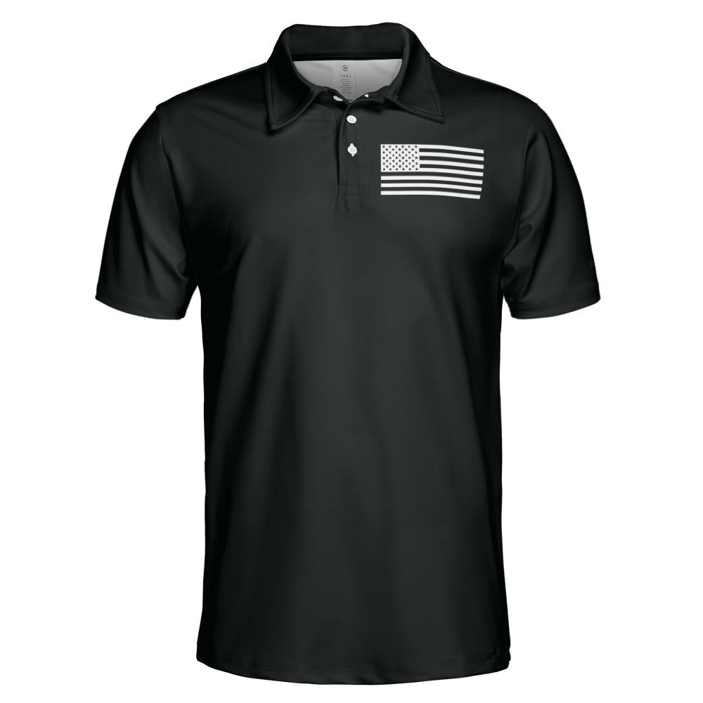 American Flag Shirt Patriotic Short Sleeve Moisture Wicking Black Polo Shirts for Men