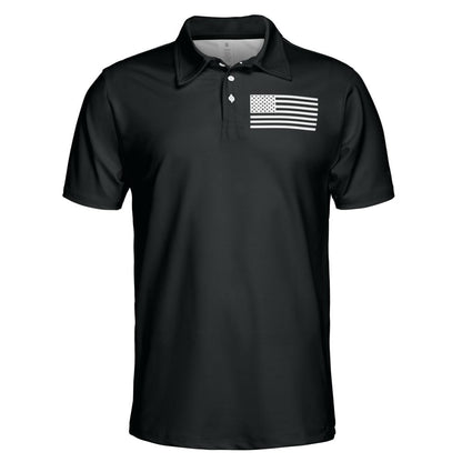 American Flag Shirt Patriotic Short Sleeve Moisture Wicking Black Polo Shirts for Men