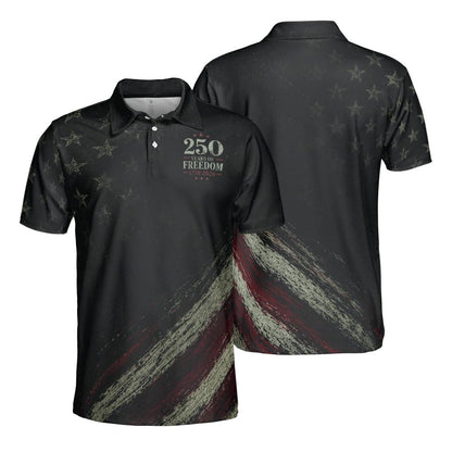 250th Anniversary Polo Shirt for Men 250 Years of Freedom 4th of July Patriotic 1776 2026 Moisture Wicking Short Sleeve Golf Shirt