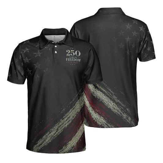250th Anniversary Polo Shirt for Men 250 Years of Freedom 4th of July Patriotic 1776 2026 Moisture Wicking Short Sleeve Golf Shirt