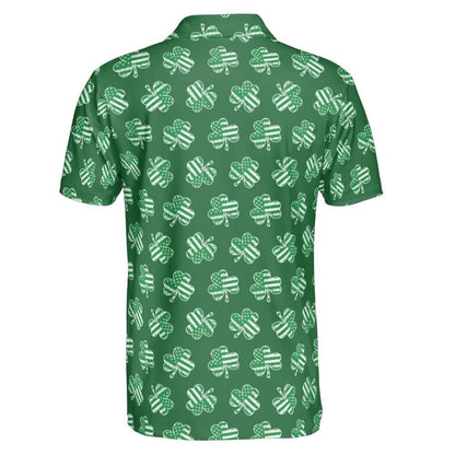 Green Patriotic Shamrock St Patricks Day Polo Moisture Wicking Short Sleeve Golf Shirt for Men