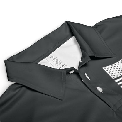 American Flag Shirt Patriotic Short Sleeve Moisture Wicking Black Polo Shirts for Men