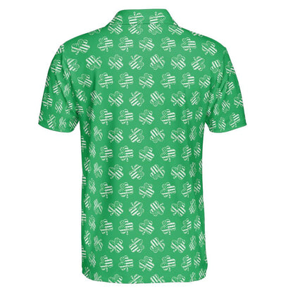 Patriotic Shamrock Flag St Patricks Day Polo Moisture Wicking Short Sleeve Green Golf Shirt for Men