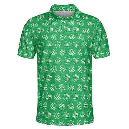 Patriotic Shamrock Flag St Patricks Day Polo Moisture Wicking Short Sleeve Green Golf Shirt for Men