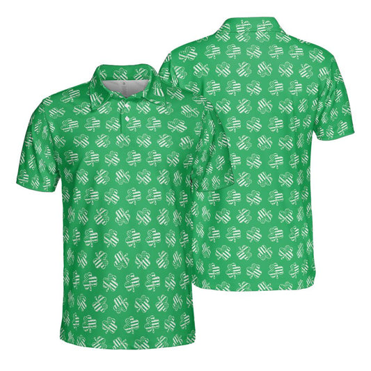 Patriotic Shamrock Flag St Patricks Day Polo Moisture Wicking Short Sleeve Green Golf Shirt for Men