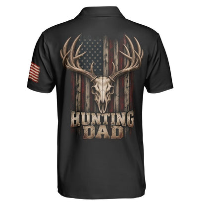 Hunting Dad American Flag moisture wicking golf polo - back