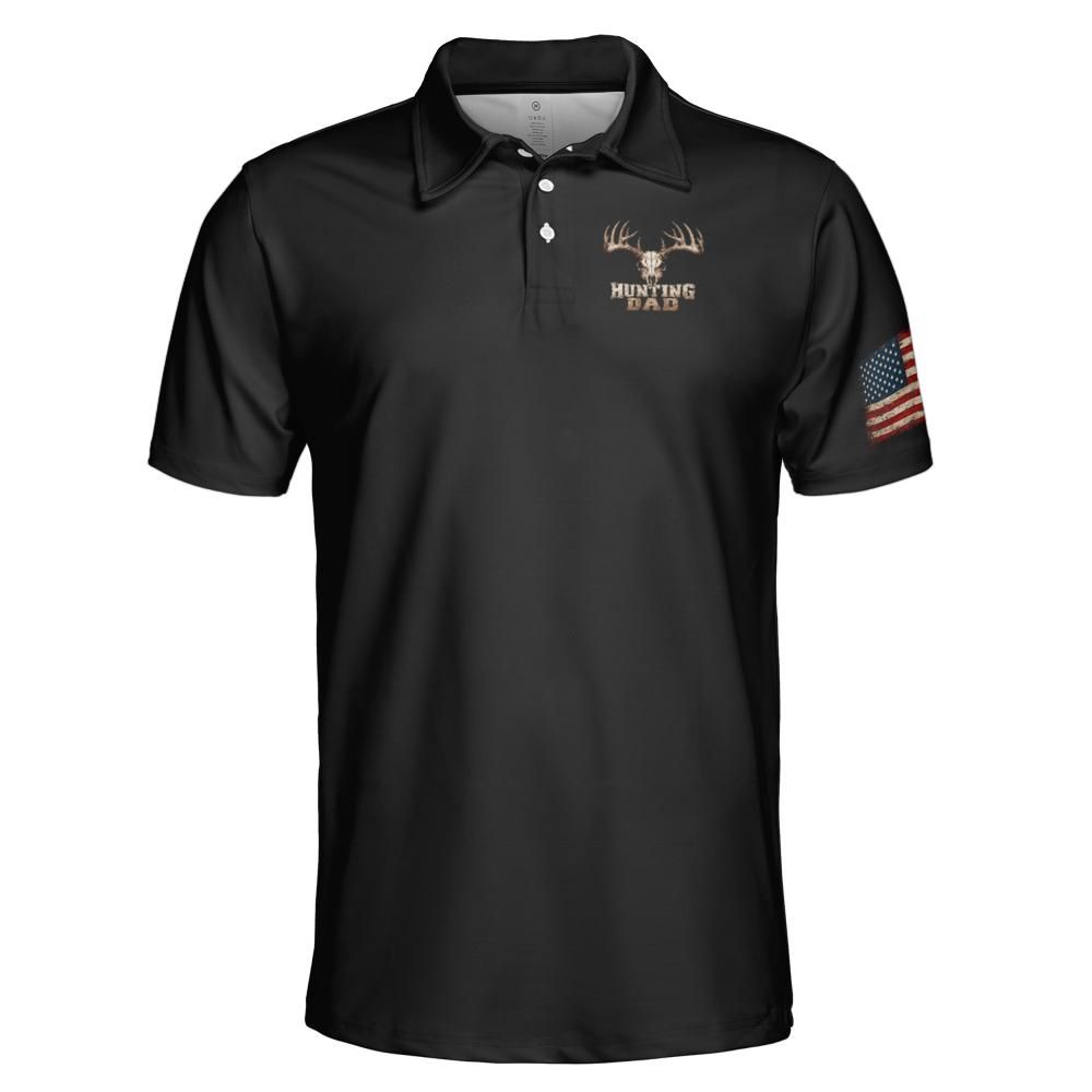 Hunting Dad American Flag moisture wicking golf polo - front