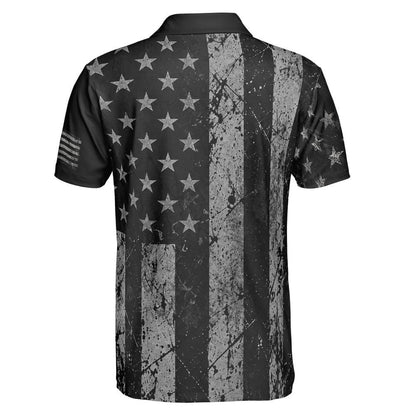 Dad Blackout American Flag moisture wicking golf polo - back