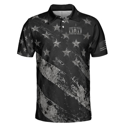 Dad Blackout American Flag moisture wicking golf polo - front