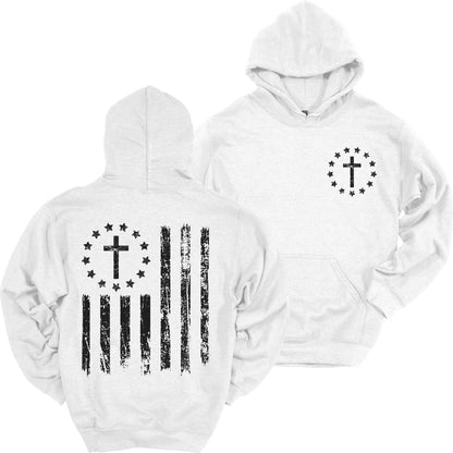 Cross Flag Hoodie Patriotic Heavy Blend Hooded Sweatshirt